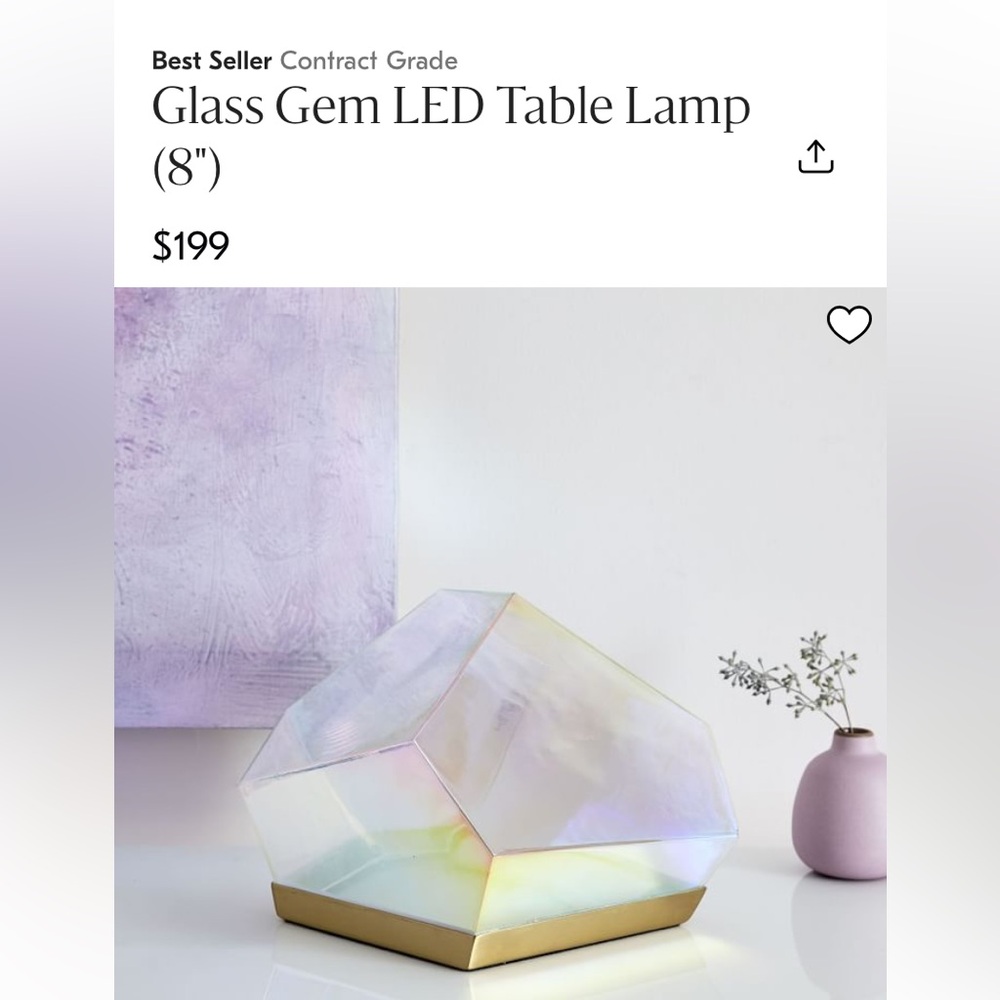 West Elm Glass Gem LED Table Lamp